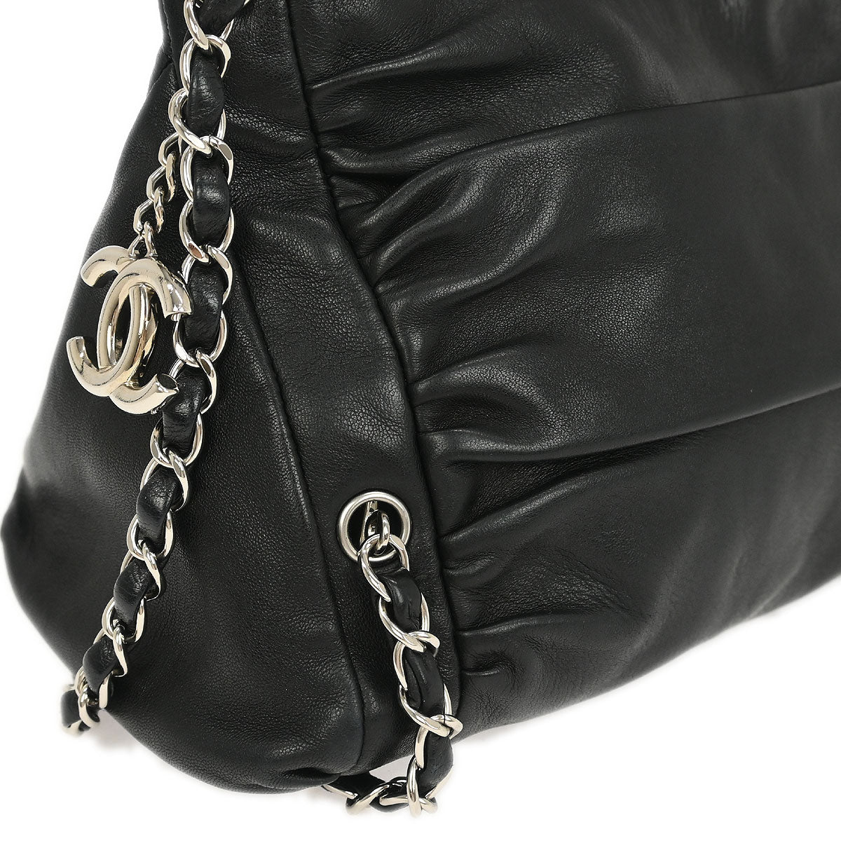 Chanel 2009-2010 Black Calfskin Sharpei Hobo 2way Shoulder Bag