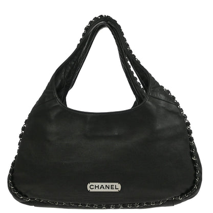 Chanel 2004-2005 Black Calfskin Around Chain Hobo Handbag
