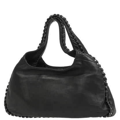 Chanel 2004-2005 Black Calfskin Around Chain Hobo Handbag