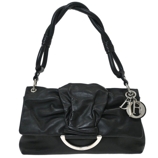 Christian Dior Black Lambskin Demi Lune Handbag