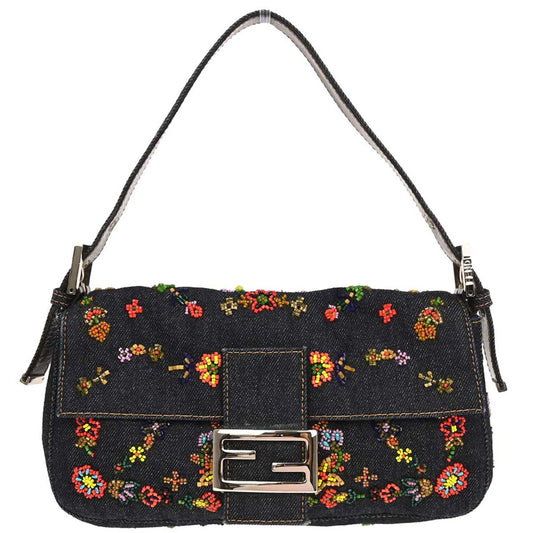 Fendi * Navy Denim Beads Baguette Handbag