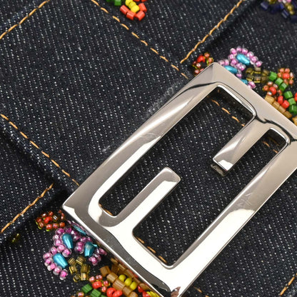 Fendi * Navy Denim Beads Baguette Handbag