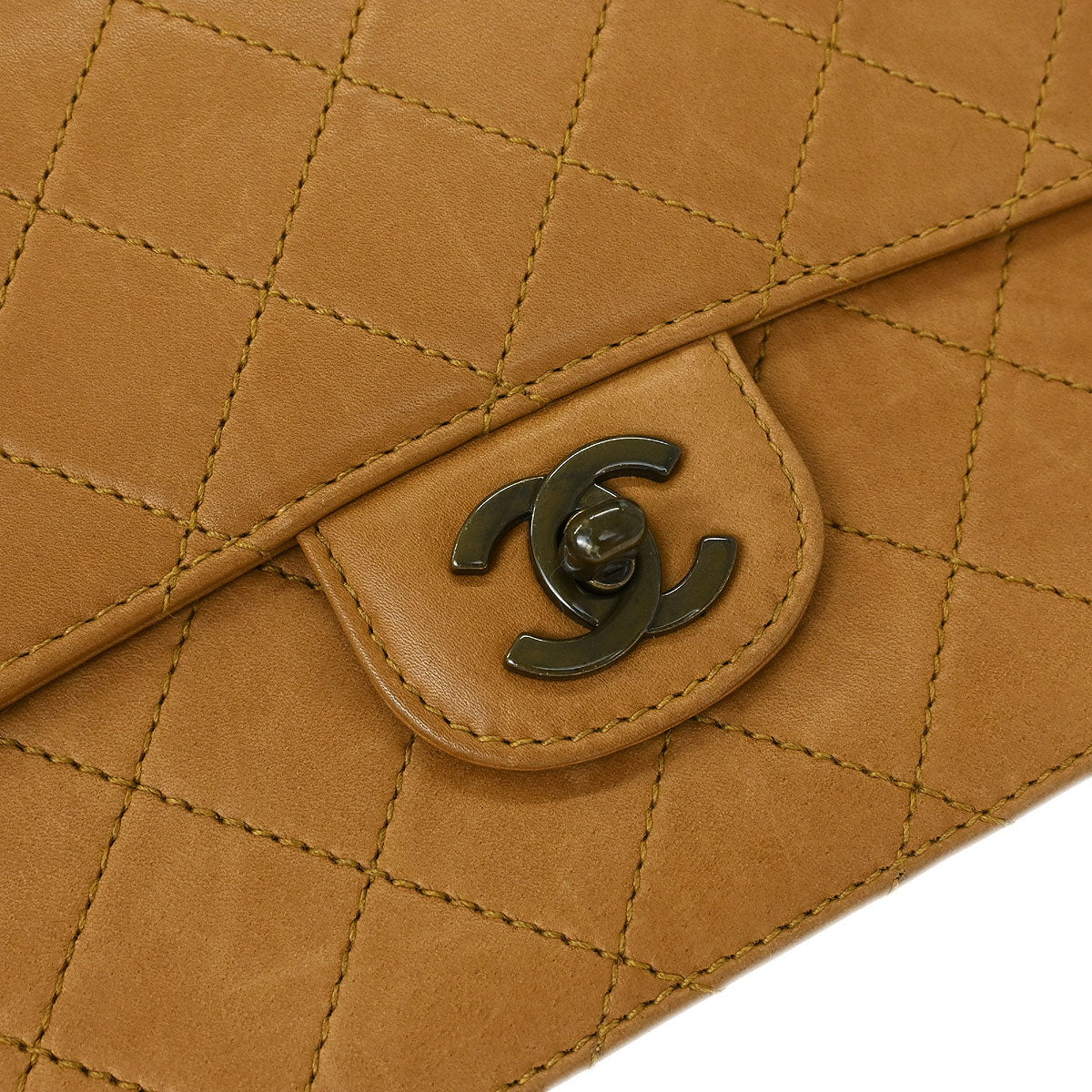 Chanel 1997-1999 Brown Calfskin Medium Single Flap Shoulder Bag