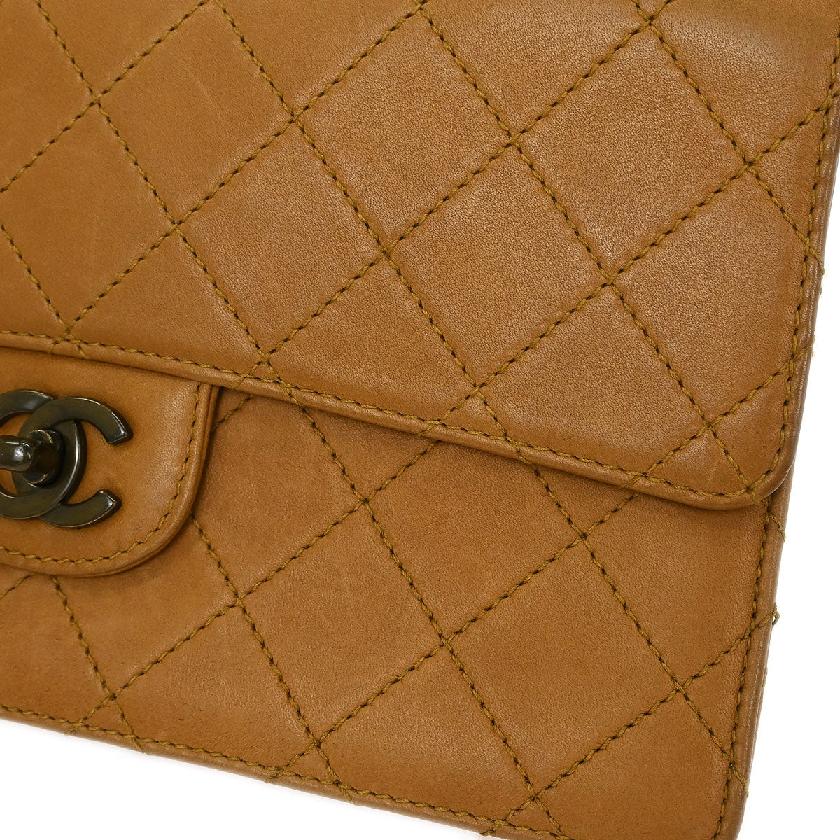 Chanel 1997-1999 Brown Calfskin Medium Single Flap Shoulder Bag