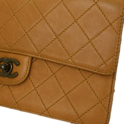 Chanel 1997-1999 Brown Calfskin Medium Single Flap Shoulder Bag