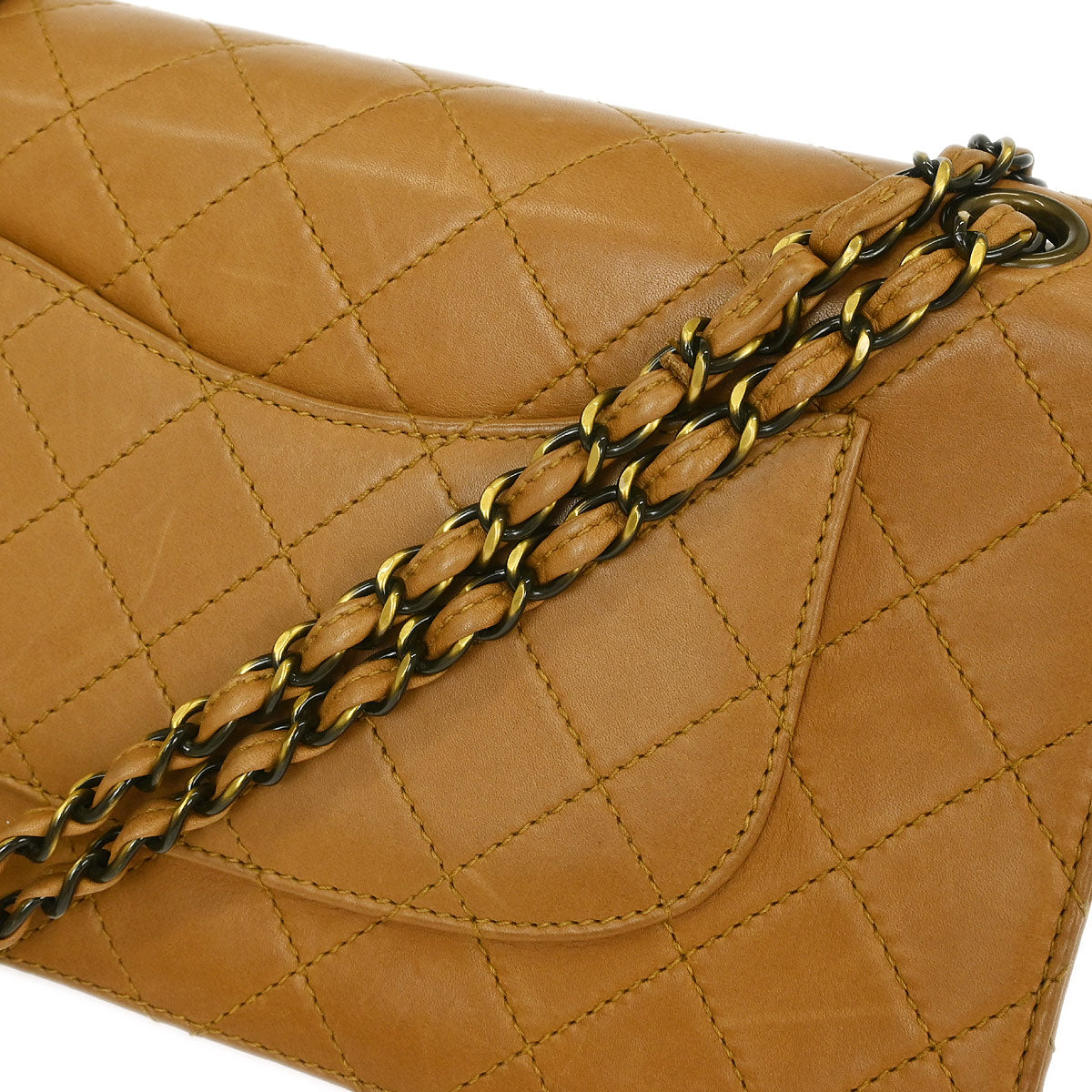 Chanel 1997-1999 Brown Calfskin Medium Single Flap Shoulder Bag