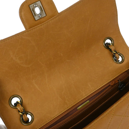 Chanel 1997-1999 Brown Calfskin Medium Single Flap Shoulder Bag