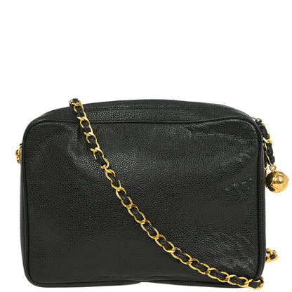 Chanel 1994-1996 Black Caviar Triple CC Camera Bag Small