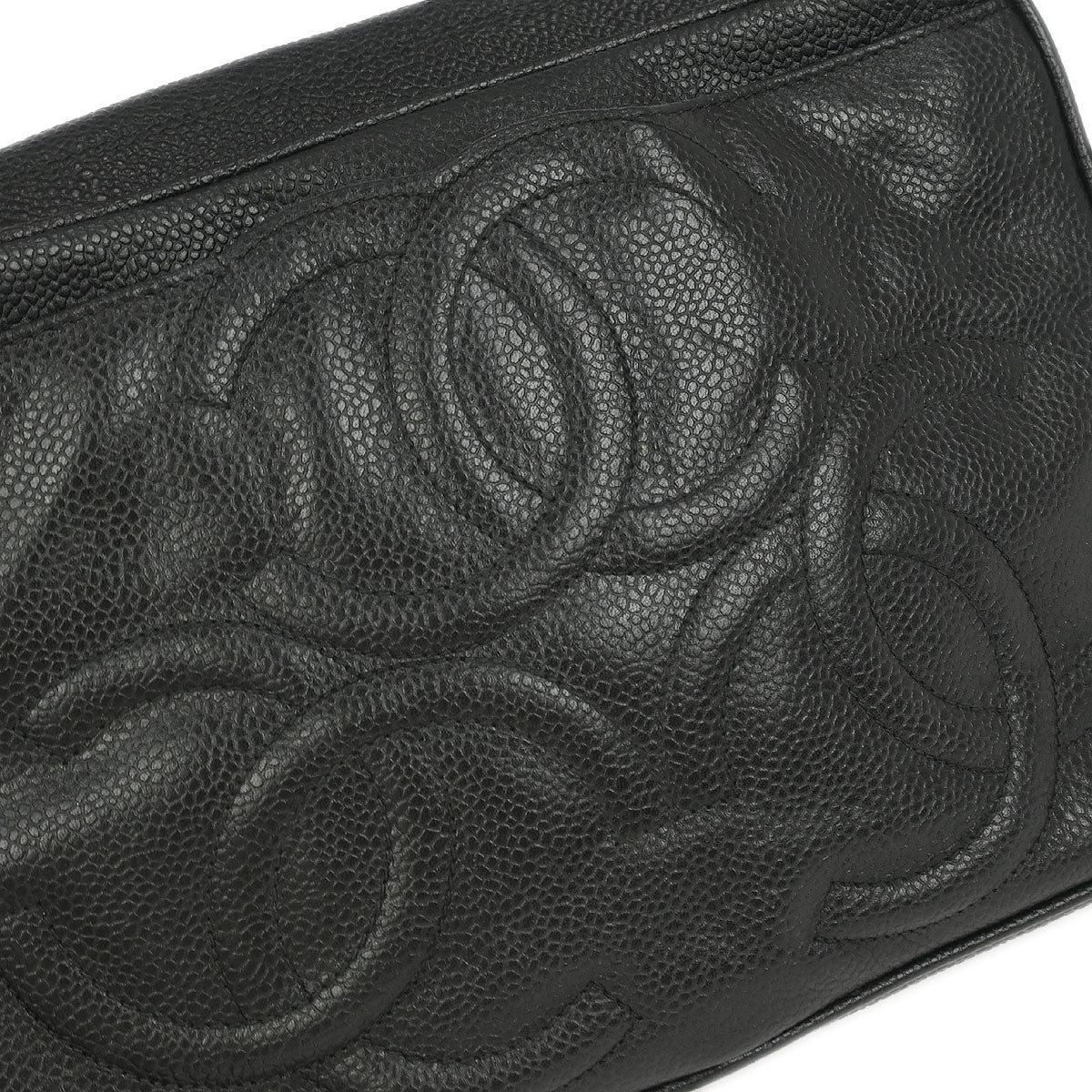 Chanel 1994-1996 Black Caviar Triple CC Camera Bag Small