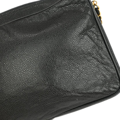 Chanel 1994-1996 Black Caviar Triple CC Camera Bag Small