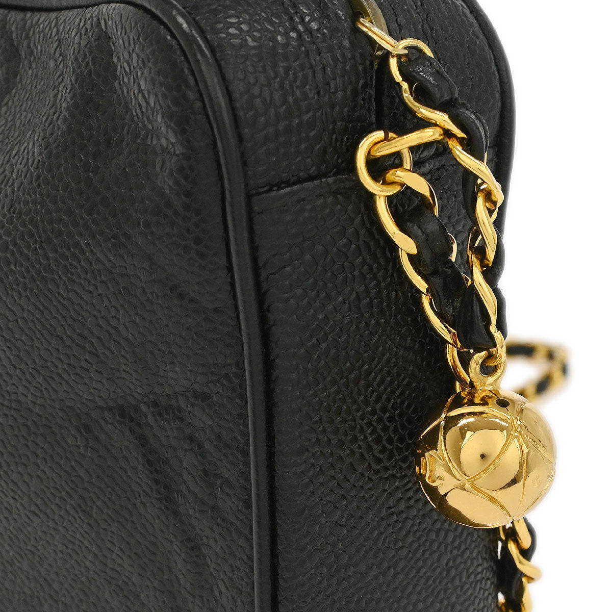 Chanel 1994-1996 Black Caviar Triple CC Camera Bag Small