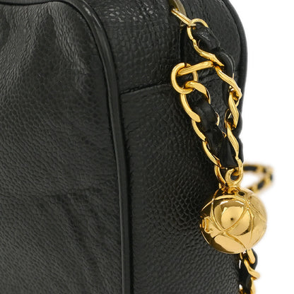 Chanel 1994-1996 Black Caviar Triple CC Camera Bag Small