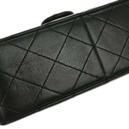 Chanel 1989-1991 Black Lambskin Classic Square Flap Shoulder Bag