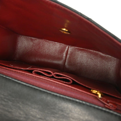 Chanel 1989-1991 Black Lambskin Classic Square Flap Shoulder Bag