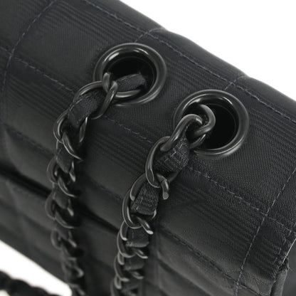 Chanel 2001-2003 Black Jacquard Nylon Travel Line Medium Classic Single Flap