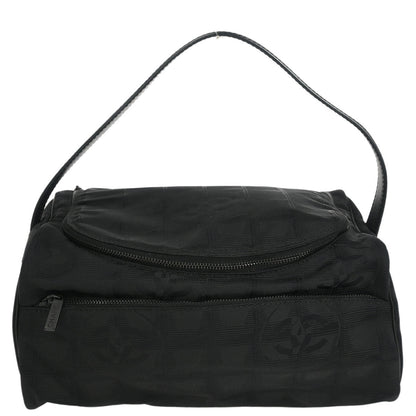 Chanel 2001-2003 Black Jacquard Nylon Travel Line Vanity Handbag