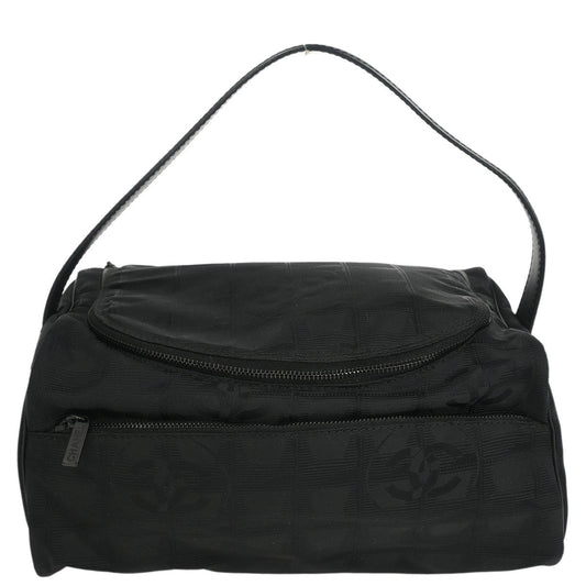 Chanel 2001-2003 Black Jacquard Nylon Travel Line Vanity Handbag