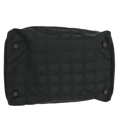 Chanel 2001-2003 Black Jacquard Nylon Travel Line Vanity Handbag