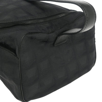 Chanel 2001-2003 Black Jacquard Nylon Travel Line Vanity Handbag