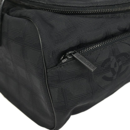 Chanel 2001-2003 Black Jacquard Nylon Travel Line Vanity Handbag