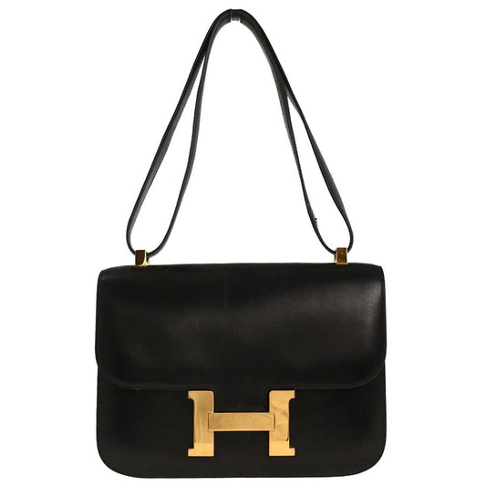 Hermes Black Box Calf Constance 23 Shoulder Bag