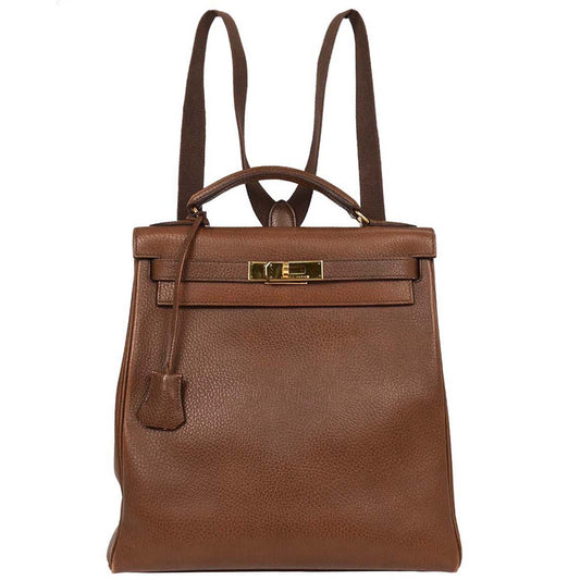 Hermes Marron Fonce Ardennes Kelly A Dos GM Backpack