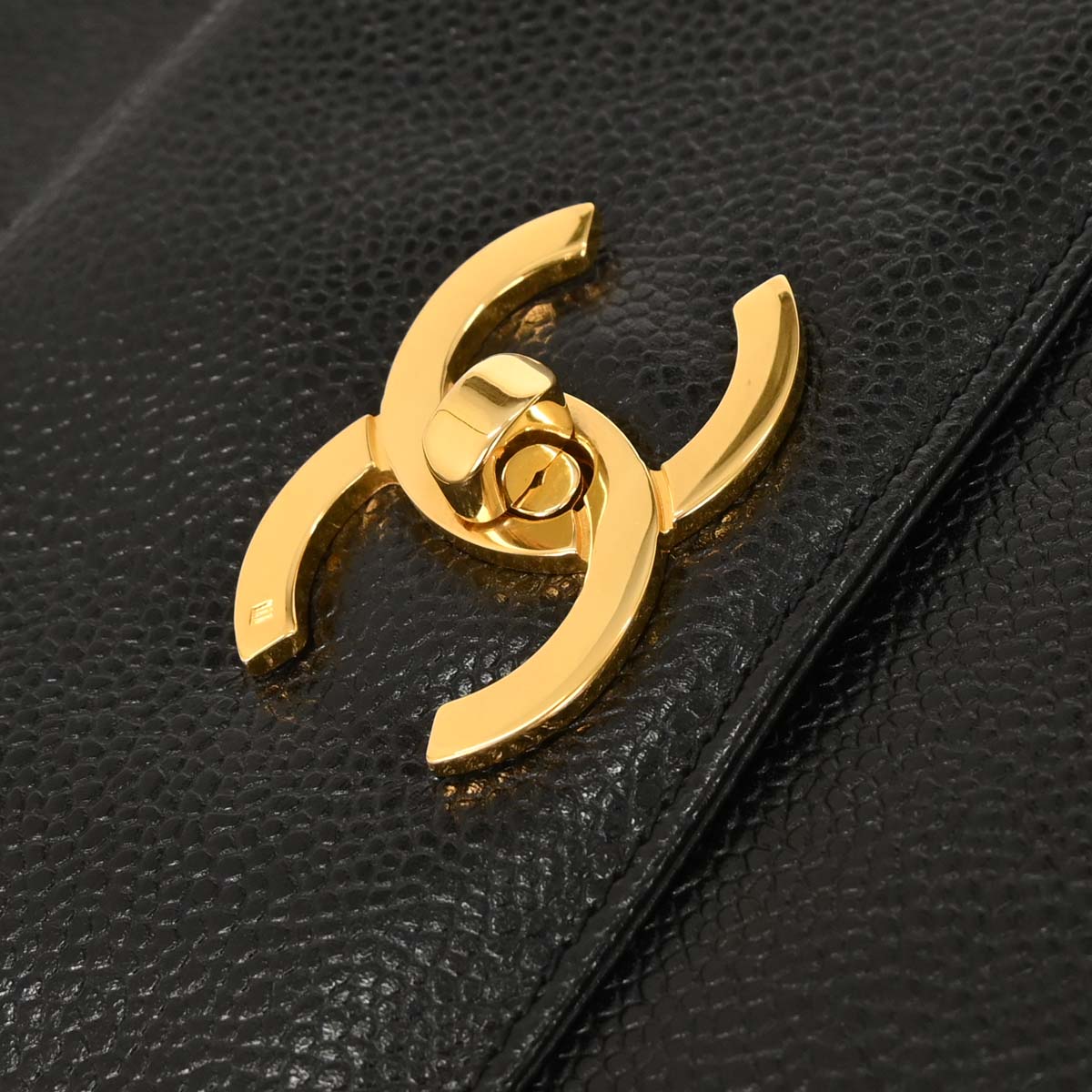 Chanel 1994-1996 Black Caviar Shoulder Tote Bag