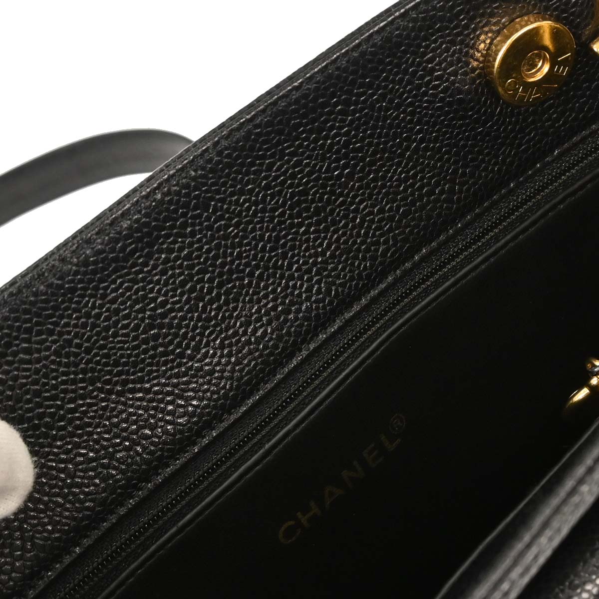 Chanel 1994-1996 Black Caviar Shoulder Tote Bag