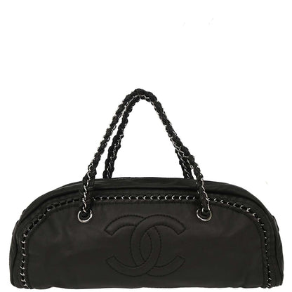 Chanel Black Lambskin Luxury Line Bowling Bag