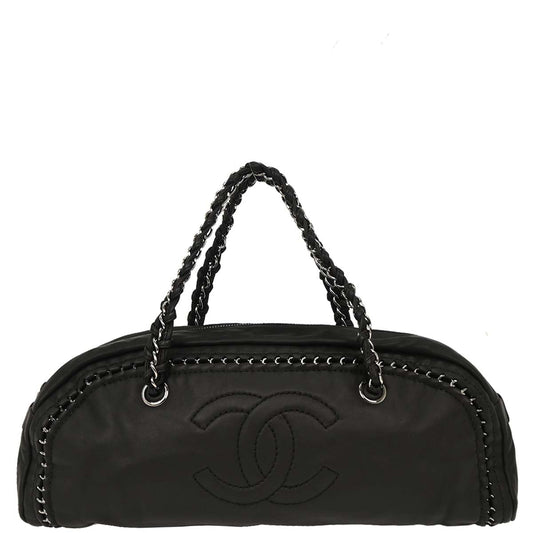 Chanel Black Lambskin Luxury Line Bowling Bag