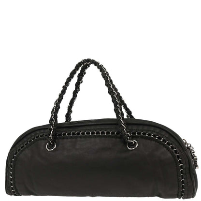 Chanel Black Lambskin Luxury Line Bowling Bag