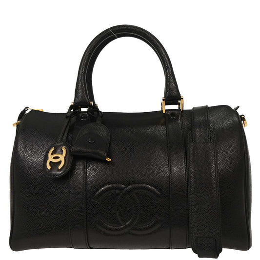Chanel Black Calfskin 2way Shoulder Duffle Handbag