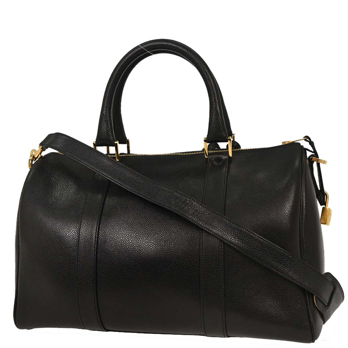 Chanel Black Calfskin 2way Shoulder Duffle Handbag