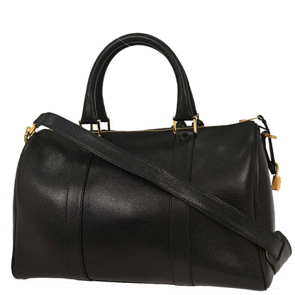Chanel Black Calfskin 2way Shoulder Duffle Handbag