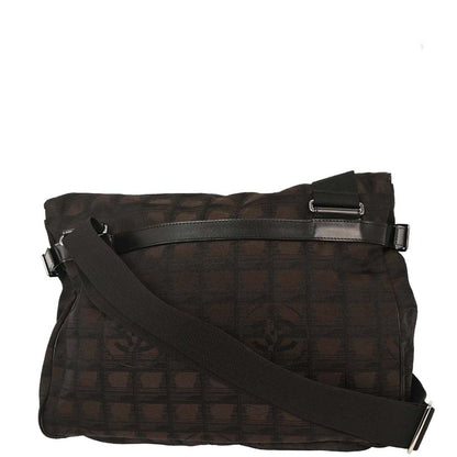 Chanel Brown Jacquard Nylon New Travel Line Shoulder Bag