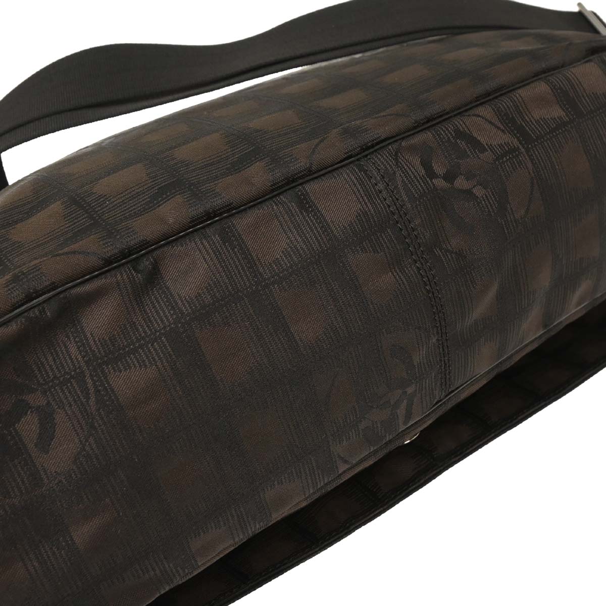 Chanel Brown Jacquard Nylon New Travel Line Shoulder Bag