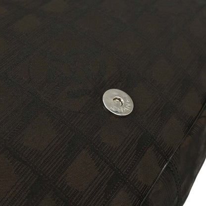 Chanel Brown Jacquard Nylon New Travel Line Shoulder Bag