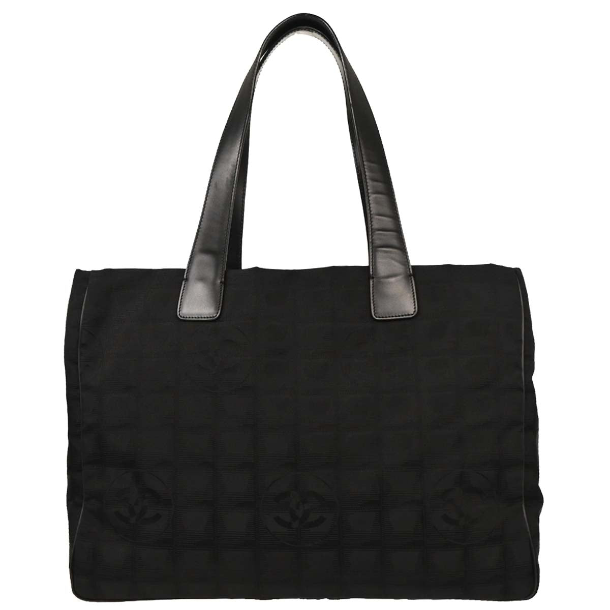 Chanel Black Jacquard Nylon New Travel Line Tote Handbag
