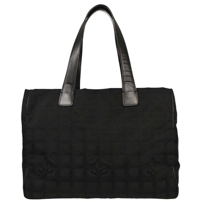 Chanel Black Jacquard Nylon New Travel Line Tote Handbag