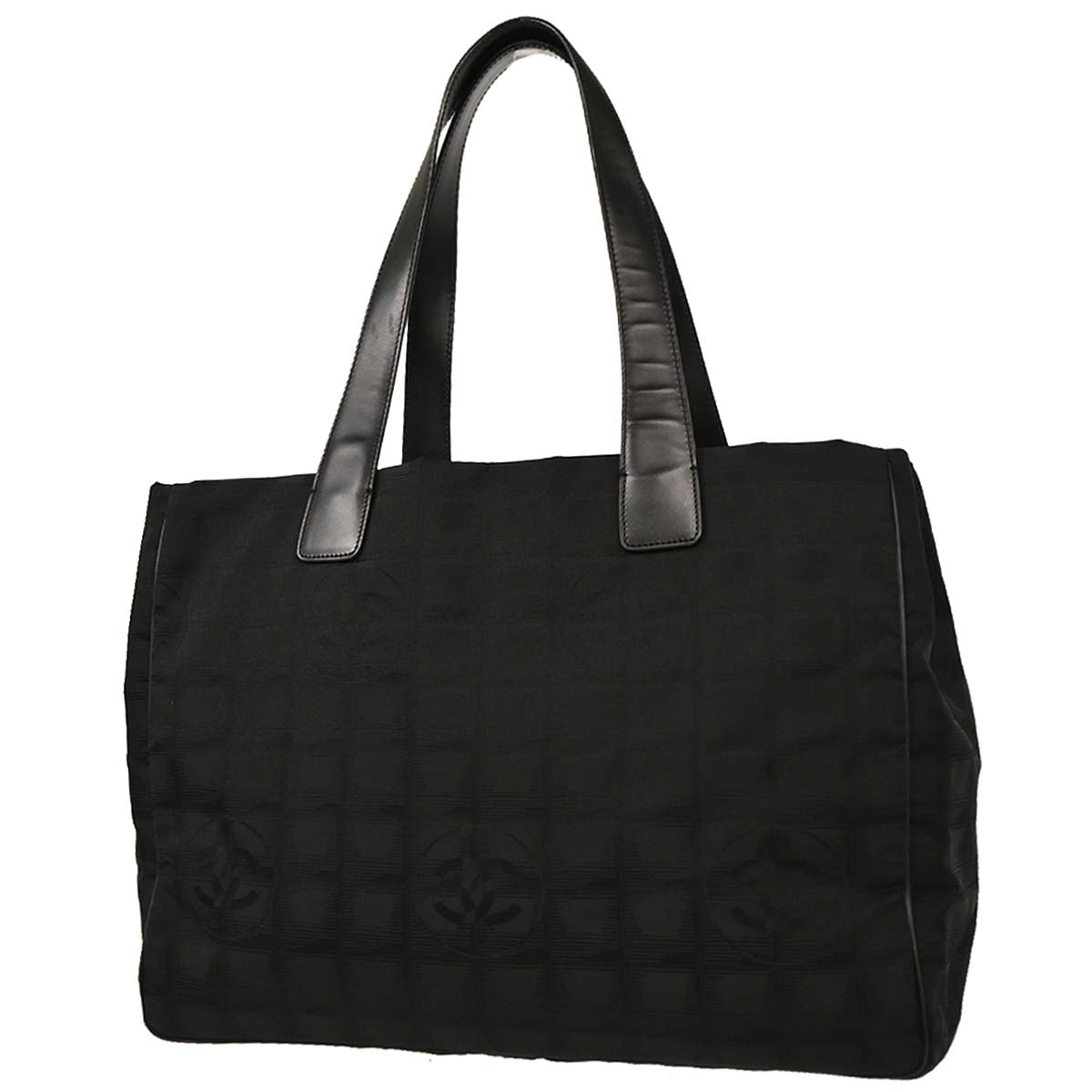 Chanel Black Jacquard Nylon New Travel Line Tote Handbag