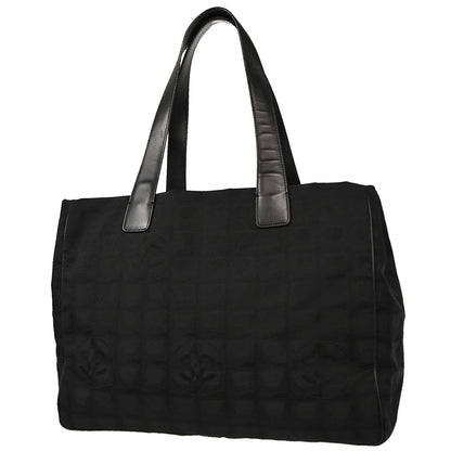 Chanel Black Jacquard Nylon New Travel Line Tote Handbag