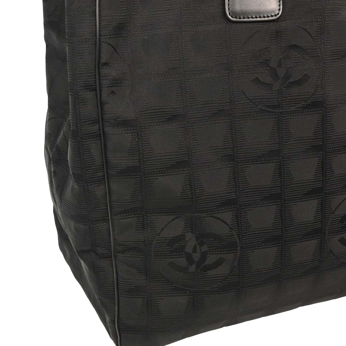 Chanel Black Jacquard Nylon New Travel Line Tote Handbag
