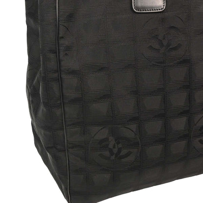 Chanel Black Jacquard Nylon New Travel Line Tote Handbag