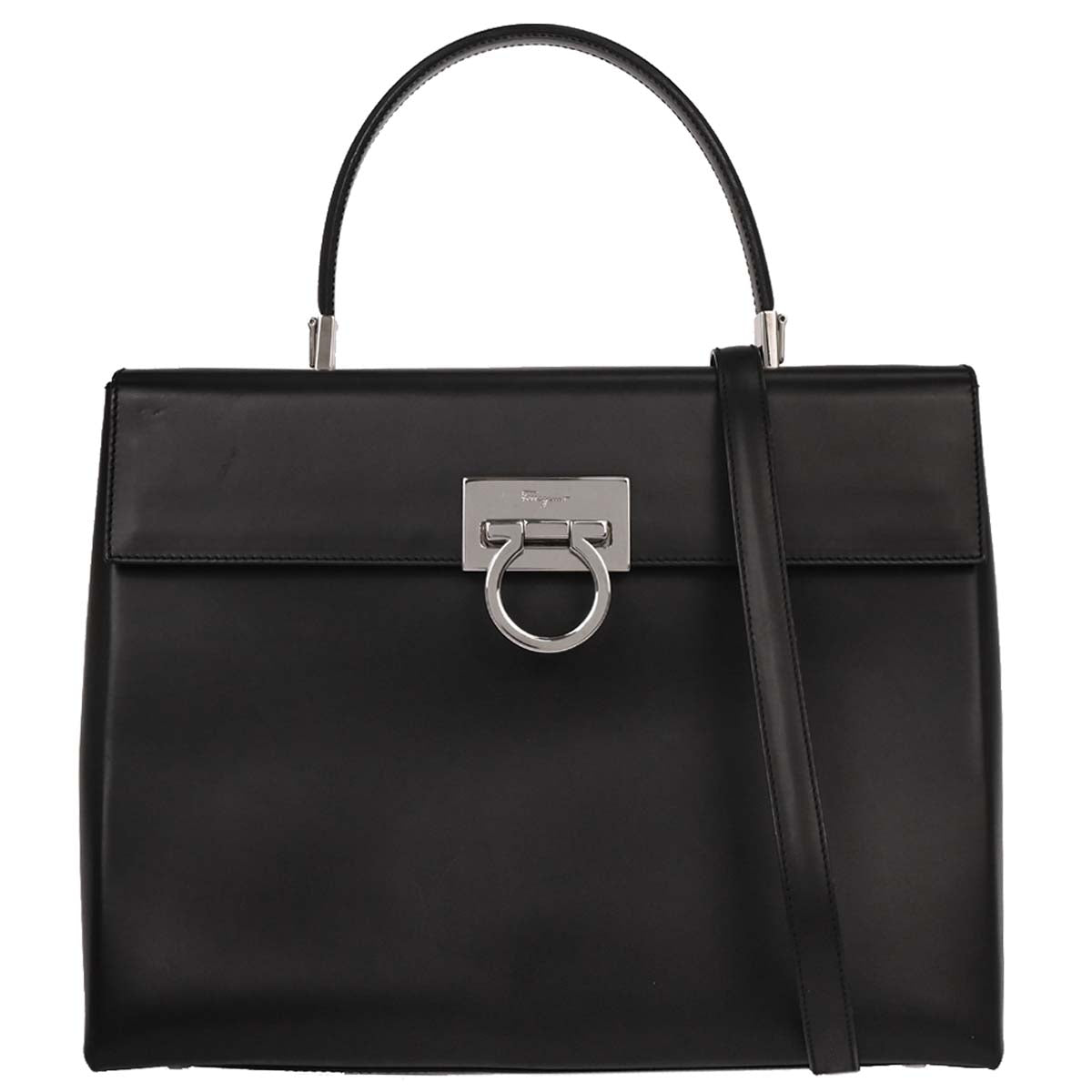 Salvatore Ferragamo Black Gancini 2way Shoulder Handbag