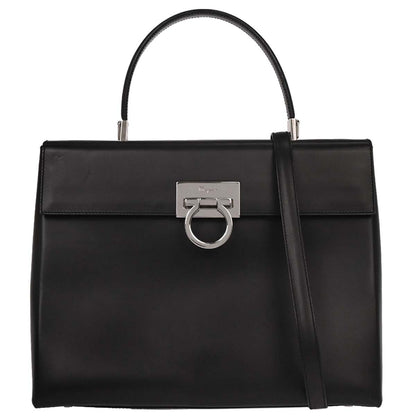 Salvatore Ferragamo Black Gancini 2way Shoulder Handbag