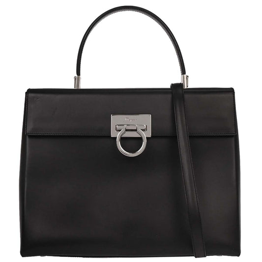 Salvatore Ferragamo Black Gancini 2way Shoulder Handbag