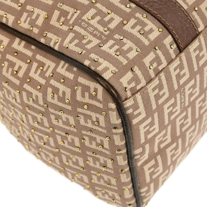 Fendi Bronze Beige Studded Zucchino Handbag
