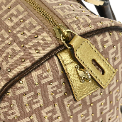 Fendi Bronze Beige Studded Zucchino Handbag