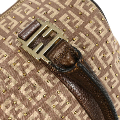 Fendi Bronze Beige Studded Zucchino Handbag