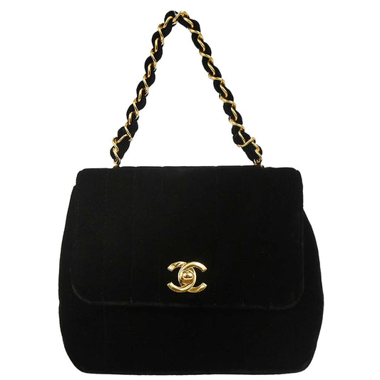 Chanel Black Velvet Mademoiselle Chain Handbag